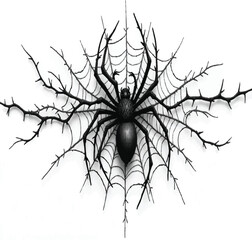 Spooky Spider Web Tattoo Design with Thorns. new 2026 trendy white background.




