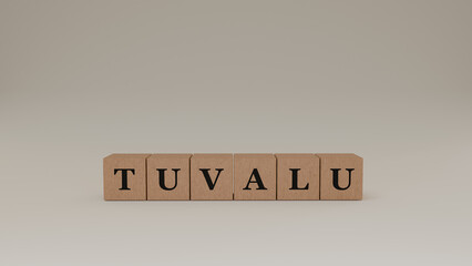 Tuvalu Wooden Block Letters, Isolated on a white background. 