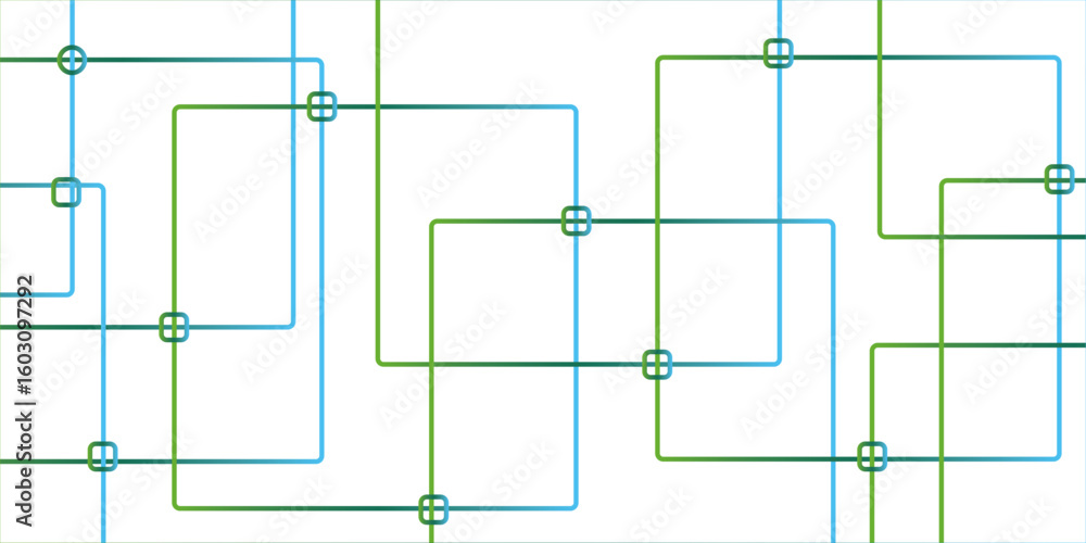 Fototapete abstract background with lines, green color technology concept geometric line vector background. tec
