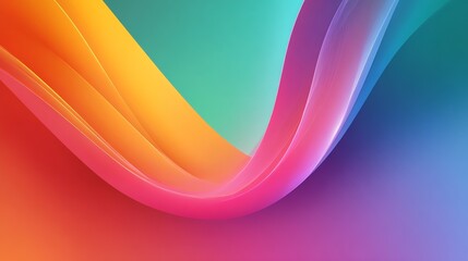 A vibrant abstract composition features flowing, layered gradients of warm and cool hues, evoking a sense of dynamic movement and energetic harmony.