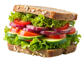 A delicious, fresh, and healthy vegetable sandwich isolated on transparent background