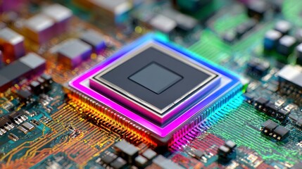 Obraz premium Computer Chip on Circuit Board
