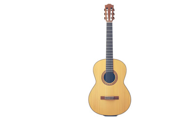 Naklejka premium Classic wooden acoustic guitar with nylon strings and rosewood fretboard