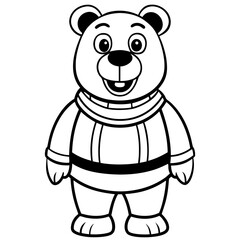 Friendly cartoon bear wearing a spacesuit with a wide smile silhouette