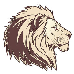 Majestic lion head profile with flowing mane silhouette