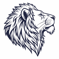 Majestic lion head profile with flowing mane silhouette