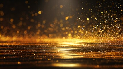 Golden Particle Bokeh Abstract Background