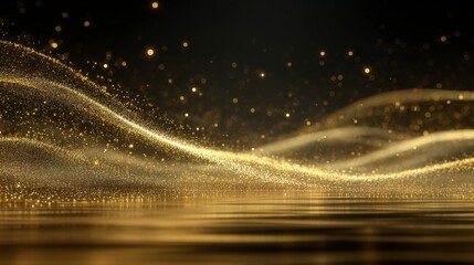 Golden Light Wave Abstract Background
