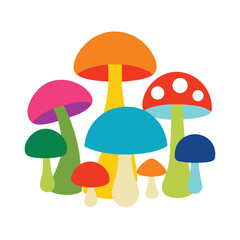 Mushroom Variety Vector Illustration Full Set of Edible and Wild Fungi