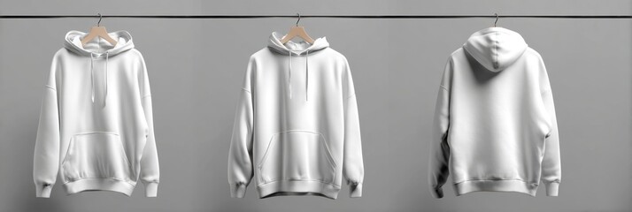 White Hoodies on Hangers Apparel Mockup