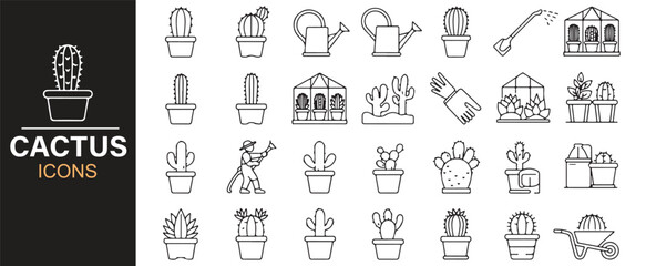 Unique Cactus Icons for Interior Design, Gardening, and Eco Projects