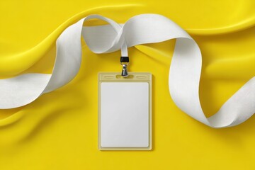 Id Badge with Lanyard on Yellow Background