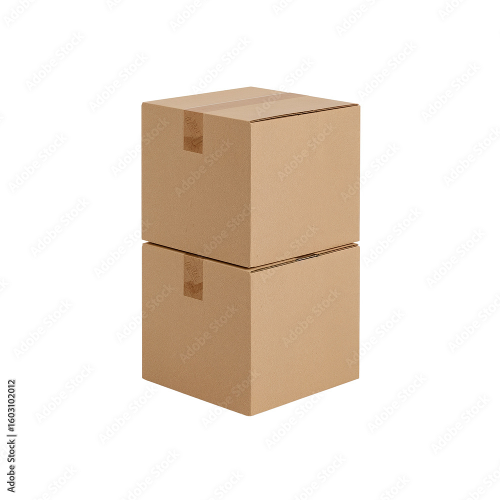 Aufkleber stacked cardboard boxes on a transparent setting offering possibilities for mockup usage and