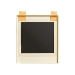 Blank polaroid frame with tape isolated on transparent white background, clipping path