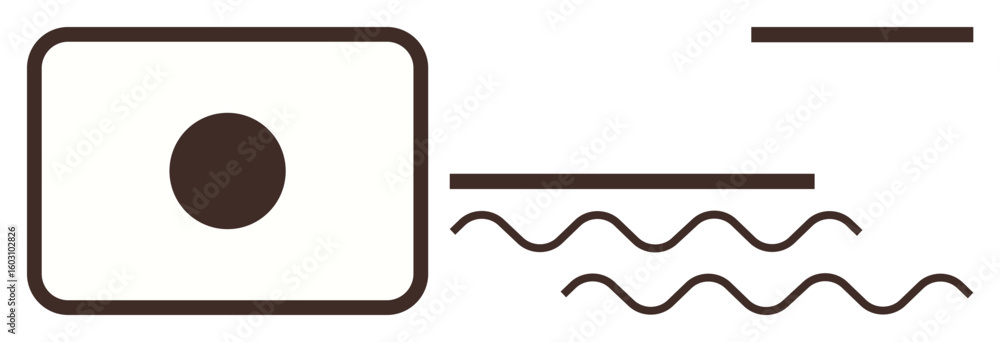 Poster rectangle with circle inside, straight lines, and wavy lines suggest connectivity, flow, and organiz