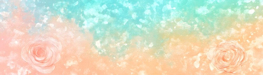 Pastel colored abstract design with floral elements.