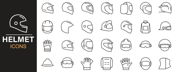 Helmet Icons Collection for Safety, Sports, and Industrial Designs