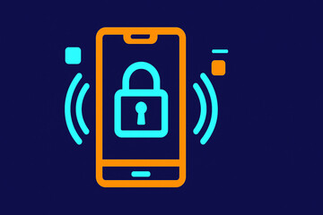 Mobile phone security and data protection concept. Smartphone with a lock icon illustrating cybersecurity and privacy.