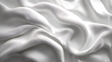 Fototapeta premium Soft white fabric with smooth flowing folds and gentle texture creating calm and elegant visual effect
