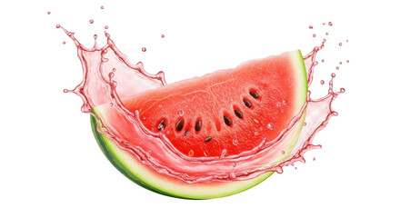 Refreshing Watermelon Slice Splash Juicy Fruit PNG Transparent Background Summer Delight PNG