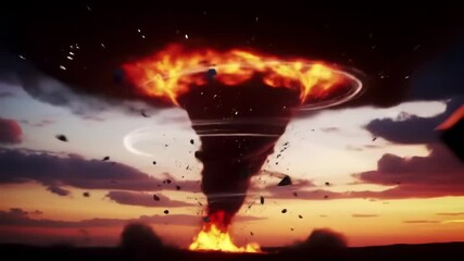 Fiery twister at sunset