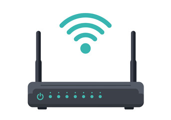 Modern Wireless Router with Dual Antennas Broadcasting a Strong Wi-Fi Signal Representing Internet Connectivity and Digital Communication