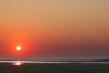 Texel, De Slufter, sunset, holidays, North sea, island, nature reserve, Netherlands, red, orange, warm, colored