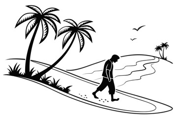 beach sihouette black vector