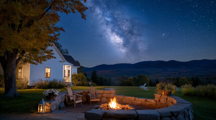 Farmstay Campfire Night with Guests Roasting Marshmallows and Guitar