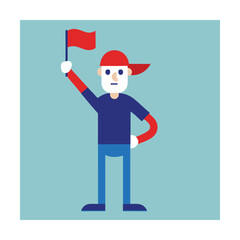 Red flag waving fan