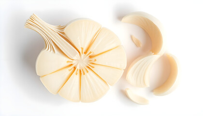 Slicing garlic cloves for culinary delights kitchen food photography bright close-up culinary art