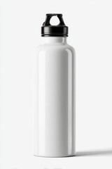 White Water Bottle with Black Lid