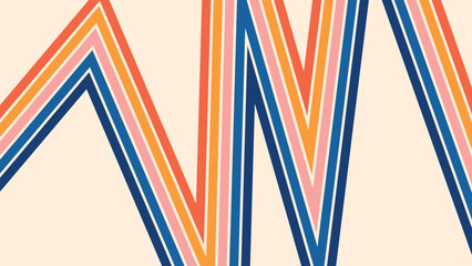 Abstract background of rainbow groovy Wavy Line design in 1970s Hippie Retro style