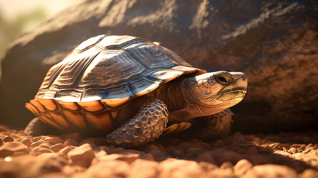 Close up portrait of a turtle reptile wildlife animal shell scales texture nature slow moving creature outdoor - Powered by Adobe