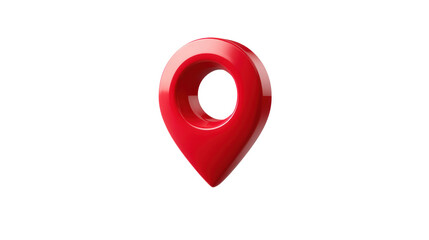 Red location pin, modern style, digital symbol, white isolate background.
