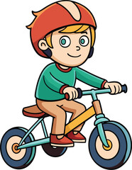 Young boy pedals fast breeze brushing his face