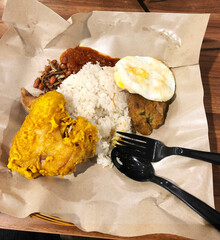 Nasi Lemak, a traditional Malaysian and Singaporean platter
