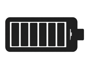  Flat Full Battery Icon with Four Bars, Front View, Minimalist Style, Transparent PNG