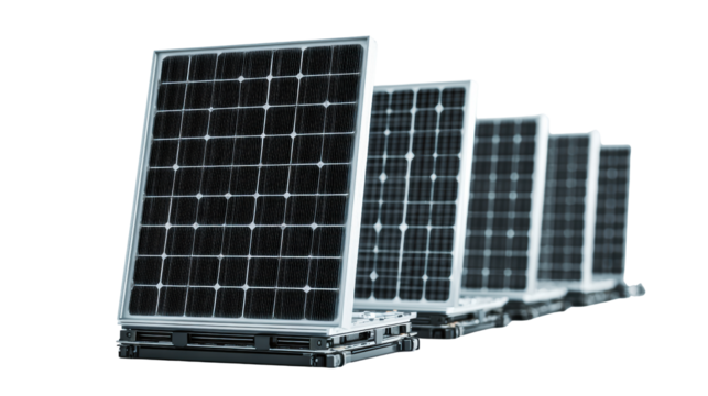 Solar panels, effective energy solutions, innovative technology, white isolate background.
