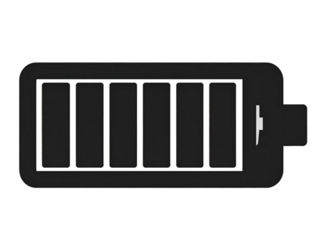  Flat Full Battery Icon with Four Bars, Front View, Minimalist Style, Transparent PNG