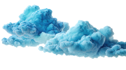 Two fluffy blue clouds floating against a white isolate background.