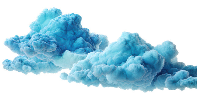 Two fluffy blue clouds floating against a white isolate background.