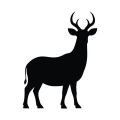 Naklejka premium Black silhouette of a majestic stag with large antlers standing proudly