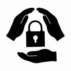 Protecting privacy data security concept hands holding padlock icon vector illustration