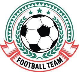 Obraz premium Football Team Crest Emblem with Soccer Ball Stars and Decorative Elements Illustration Vector Design Ideal for Sports Logos and Branding