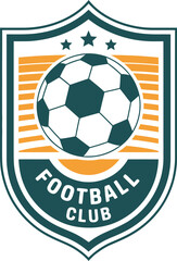 Obraz premium Football Club Logo Design with Ball Stars and Modern Shield Emblem for Sports Team Identity Branding and Visual Communication