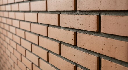 Fototapeta premium Close-up view of a brick wall, showing the texture and construction details.