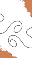 Abstract Modern Background: Terracotta and Black Wavy Lines, Minimalist Design, Elegant Mood