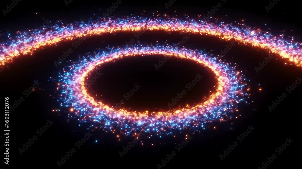 Aufkleber vibrant circular patterns of glowing particles create a mesmerizing visual effect against a dark bac