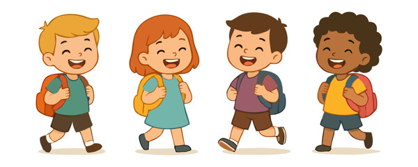 Kids happy expression cheerful boy girl joyful child vector cartoon illustration design for template poster flyer background lifestyle family portrait childhood school education activity